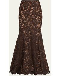 Michael Kors - Large Floral Lace Long Fishtail Skirt - Lyst