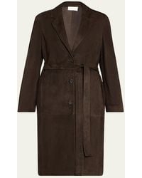 The Row - Babilonia Suede Belted Single-Breasted Coat - Lyst