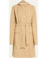 Rains - Curve Belted Trench Coat With Drawstring Hood - Lyst