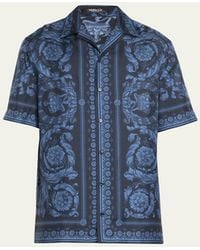 Versace - Baroque-print Silk Short-sleeve Shirt - Lyst