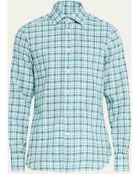 Kiton - Linen Stretch Plaid Sport Shirt - Lyst