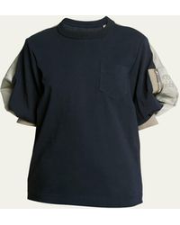 Sacai - Nylon Twill Bomber Jacket Sleeve T-shirt - Lyst