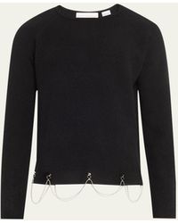 Random Identities - Wool Sweater With Chain Loop Hem - Lyst