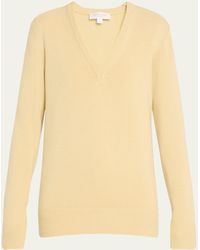 Michael Kors - Plunging V-neck Long-sleeve Cashmere Sweater - Lyst