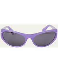 Off-White c/o Virgil Abloh - Napoli Logo Acetate Wrap Sunglasses - Lyst