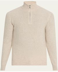 FIORONI CASHMERE - Cashmere And Linen Rib Half-Zip Sweater - Lyst