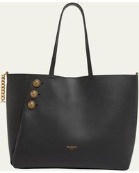 Balmain - Embleme Shopper Tote Bag In Smooth Leather - Lyst