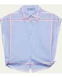 Prada - Checked Crop Cotton Shirt - Lyst