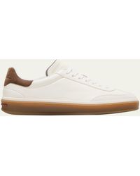 Loro Piana - Mixed Leather Low-top Tennis Sneakers - Lyst