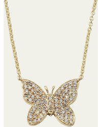 Sydney Evan - Pave Diamond Butterfly Pendant Necklace - Lyst