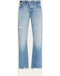 Moussy - Colemont Straight Distressed Jeans - Lyst