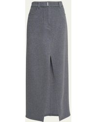 Givenchy - Felted Wool Midi Skirt With Front Slit - Lyst
