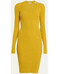 Burberry - Wool Rib-knit Long-sleeve Dress - Lyst