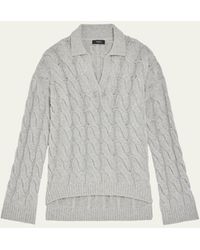 Theory - Karenia Wool-cashmere Collared Cable-knit Sweater - Lyst