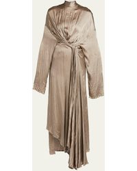 Balenciaga - Front Drape Bb Scarf-neck Silk Dress - Lyst