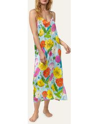 Trina Turk x Bedhead Pajamas - V-neck Floral-print Satin Maxi Chemise - Lyst