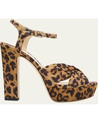 Jimmy Choo - Heloise Leopard Ankle-strap Platform Sandals - Lyst