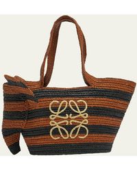 Loewe - Small Elephant Basket Bag In Striped Raffia - Lyst