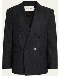 FRAME - Pinstripe Wool Blazer - Lyst