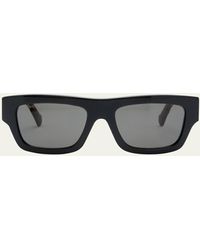 Gucci - Rectangle Acetate Sunglasses With Logo - Lyst