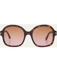 Tom Ford - Round Havana Acetate Sunglasses - Lyst
