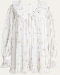 Chloé - Floral-Print Cotton Voile Ruffle Mini Dress - Lyst
