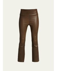 SPRWMN - High-Waist Flare-Leg Cropped Leather Leggings - Lyst