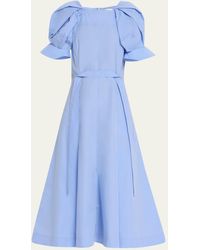 3.1 Phillip Lim - Belted Puff-sleeve A-line Midi Dress - Lyst