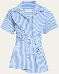 Dries Van Noten - Click Stripe Lace-up Shirt - Lyst