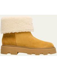 Moncler - Aurea Suede And Shearling Mid Ankle Boots - Lyst