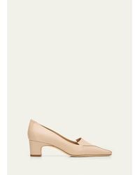Manolo Blahnik - 50Mm Cleofelo Low-Heel Leather Pumps - Lyst