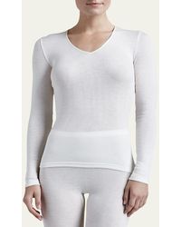 Hanro - Wool & Silk Blend V-Neck Top - Lyst