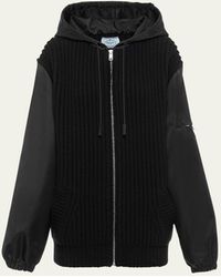 Prada - Cashmere Zip Front Jacket With Re-nylon Sleeves - Lyst
