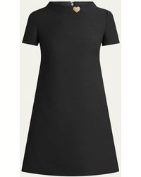 Valentino Garavani - Crepe Couture Crystal Heart Mini Dress - Lyst