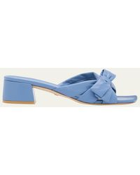 Stuart Weitzman - Sofia Lambskin Bow Mule Sandals - Lyst