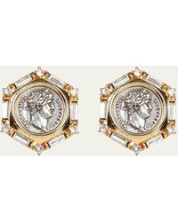 Ben-Amun - Roman Coin And Crystal Clip Earrings - Lyst