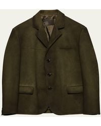 Prada - Single-Breasted Suede Jacket - Lyst