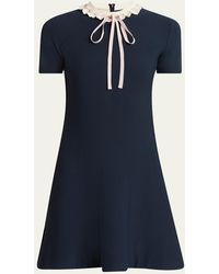 Valentino Garavani - Ribbon Ruffle-Trim Knit Mini Dress - Lyst