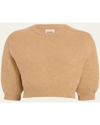 KHAITE - Lorelai Cropped Wool-Cashmere Sweater - Lyst