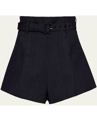 Prada - Pinstripe Wool Shorts With Belt - Lyst