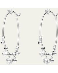 Paul Morelli - 28mm Windchime White Gold Wire Hoop Earrings With Rose-cut Diamonds - Lyst