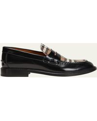 Burberry - Vintage Check Leather Penny Loafers - Lyst