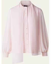 Akris - Button-Down Silk Georgette Scarf Blouse - Lyst