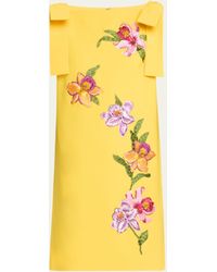 Carolina Herrera - Floral Embroidered Shift Dress With Bows - Lyst