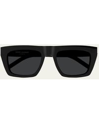 Saint Laurent - Nylon And Acetate Rectangle Sunglasses - Lyst