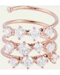 Mattia Cielo - 18k Rose Gold 3 Wrap Ring With Prong Set Diamonds - Lyst