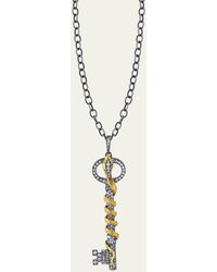 Arman Sarkisyan - Long Diamond Key Pendant With Snake On Oxidized Silver Chain - Lyst