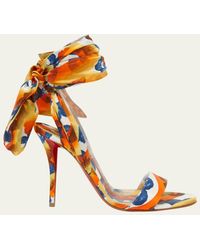 Christian Louboutin - Miss Z Multi Silk Ankle-Wrap Sole Sandals - Lyst