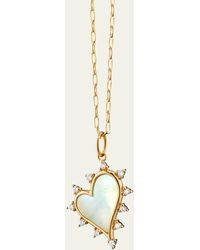 Monica Rich Kosann - Mother Of Pearl Heart Necklace With Diamonds - Lyst