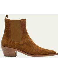 Gianvito Rossi - Wylie Suede Western Chelsea Booties - Lyst